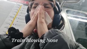 Blowing nose on the subway