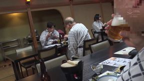 Shy waitress squirms as remote vibe controls both holes, moaning through intense double