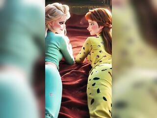 Anna and Elsa share a quiet night together, their pajamas glowing softly underneath the dim light. The sisters of Arendelle reveal a tender, hidden moment beyond the snow…