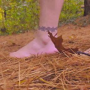 Mommy&#039;s Feet taking Rainy Wet barefoot walk in the woods.. Up Close POV HUGE-TIT Mature Femdom MOMMY Mistress Thursday