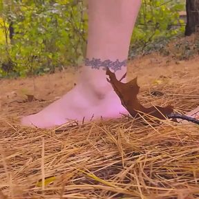 Mommy&#039;s Feet taking Rainy Wet barefoot walk in the woods.. Up Close POV HUGE-TIT Mature Femdom MOMMY Mistress Thursday