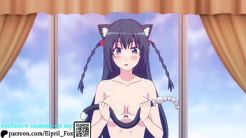 Furry Cute Cat Girl Hayuru play with himself - Masou Gakuen Hentai 4K