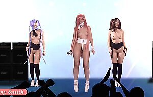 Naked singer on stage. virtual reality