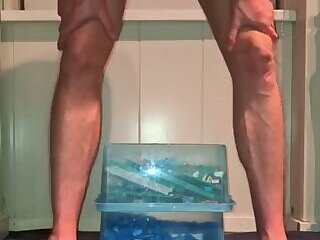 Hot gay twink solo hard big cock rides dildo piss orgasms