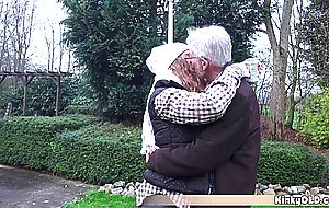 Homeless teen fucks horny grandpa for food outdoor