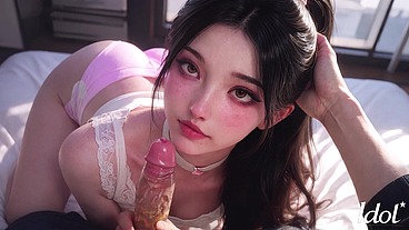 I took a young Korean girl's virginity; she takes my cock so deep into her mouth.[AI]