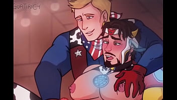 Iron man x Captain america - steve x tony gay milking masturbation cow yaoi hentai