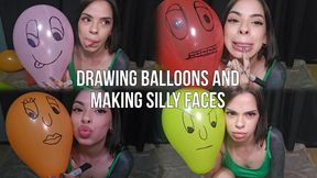 drawing balloons and making silly faces