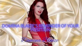 Domina Blaize’s Reminder of Your Position audio