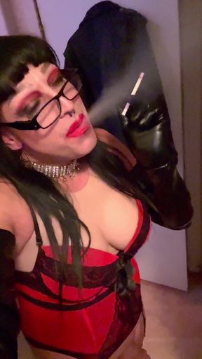 Thrilling moment from &quot;Big Tits Smoking Fetish Tease&quot;