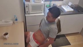 Japanese Man Fucking White Twink Bareback with Footjob