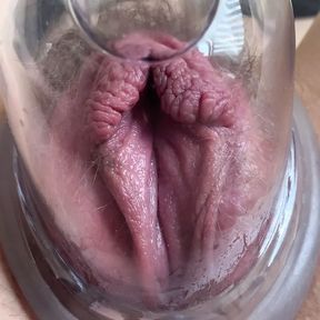 Extreme closeup pumping of meaty creamy pussy. Hairy wet pussy wants cunnilingus