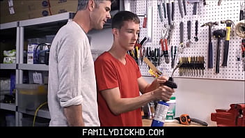 Big Dick Stepdad Fucks His Young Stepson In The Garage