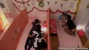Amazing Japanese AV model in white stockings gets banged