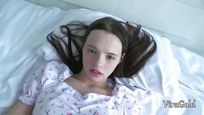 18 y.o. brunette babe Anastassia gets fucked with cum on her mouth