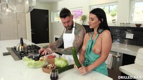 Nelly Kent sucks dick in a kitchen before anal riding