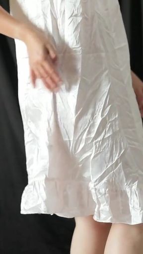 Trying out the latest transparent satin dress from Indonesian porn   Clip 1