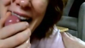 Mature brunette wife can barely fit my shaft in her mouth