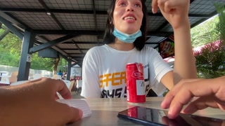 I love the reaction of my girlfriend using her toy in public // lovense lush control