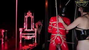 shibari slave must endure upside down bondage