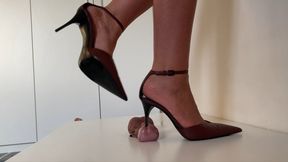Lady Latischa - MNG Brown Leather Slingback Stilettos - Cock Trampling CBT Shoejob - POV (4K compression: 15000 kbps for mobile devices)