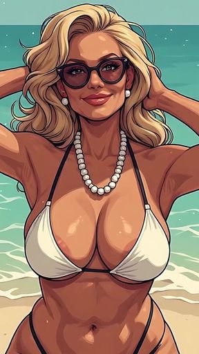 Gorgeous Women at the Beach Bikini Art