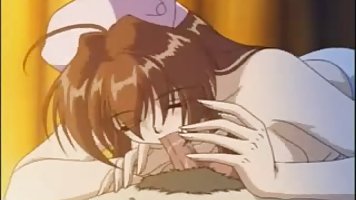 A hospital patient is getting pleased by a perverted hentai nurse