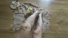 Crushing cake barefoot