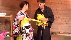 Steamy Sauna Seduction: Miu Suzuha's Wild Kimono Tease & Creampie