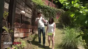 Young and petite Asian teen Misaki Tsubasa enjoys a wild outdoor sex session.