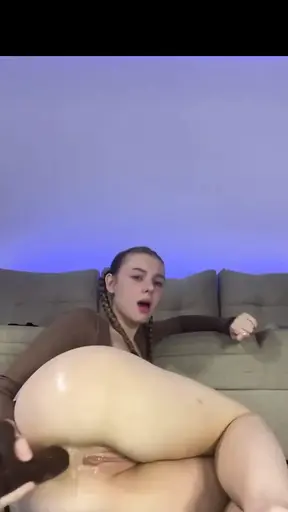 First Time Anal Fuck with Big Dildo
