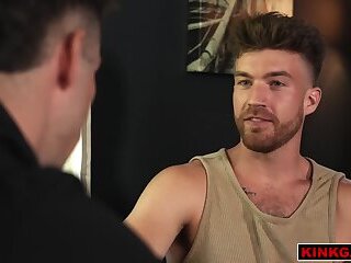 Stepdad Eddie Patrick gives his stepson Carter Collins a throat gagging face fucking