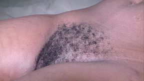 Thick cum from big white cock to ebony hairy pussy