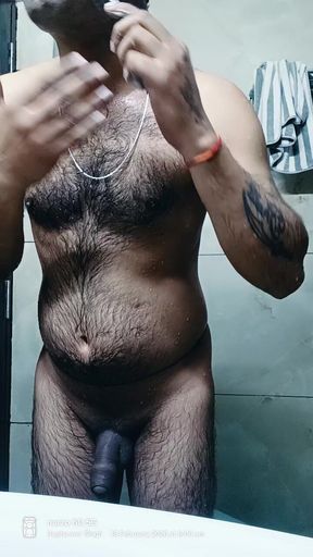 Shaving in the Bathroom