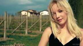 Sultry blonde solo striptease allure mesmerizes with raw, golden charm