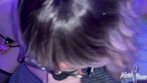 Sissy in chastity training with BBC alpha - Blowjob encouragement - Cumming in the mouth - Learn to be a slut by watching your mistress fuck