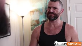Regular massage for stepdad Jake Morgan turns to hot barebackiing