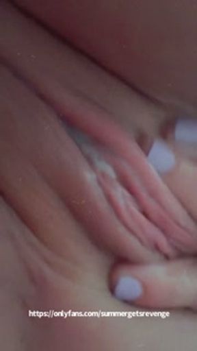 Amateur Cream pie mess waiting for cuck cleanup