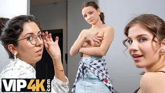 Olivia Trunk and Katty West enjoy a steamy lesbian threesome with toys