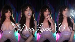 Smoking Wearing Purple Lace Lingerie JOI