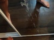 Huge cum load against my mirror