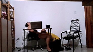 Secretary masturbates alone and then has sex with a client at the law reception.