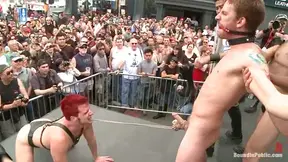 Tied up Jason Miller gets humiliated and fucked in the street