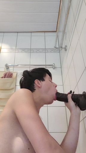 I Fuck My Ass with Black Dildo!!