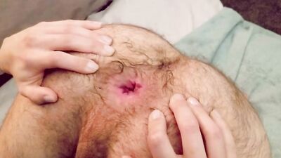 Hairy ass up gaping - toying with gape kisses and farts