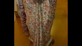 Wear and Cum in Satin silk saree of neighbor 2