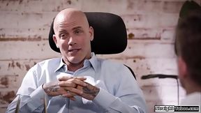 Stepdad makes stepson fuck his assistant as he watches