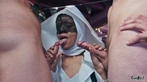 A nun comes to collect cum!