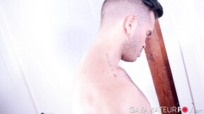 ”Stunning Alejandro Marquez showed off his sexy ass while stroking his heavy u”