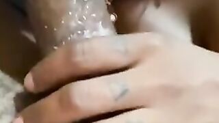 Swiss Chocolate Takes two Cocks inside her Mouth and Twat